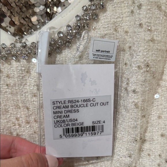 Self-Portrait Beige Boucle Mini Dress with Embellishments - Picture 7 of 9